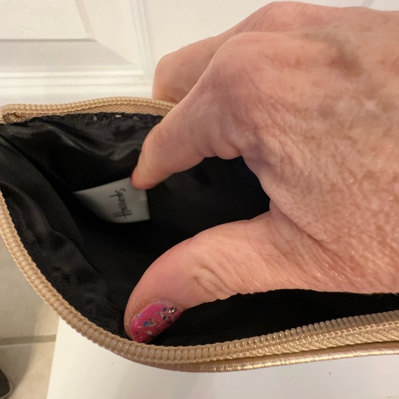 Harrods Black Soft Leather Shoulder Tote Bag with Champagne Gold Wristlet 💝 - Picture 8 of 8